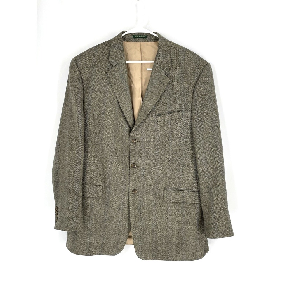 Lauren‎ Ralph Lauren Mens 48L Blazer 100% Wool Tweed Union Made Flawed
